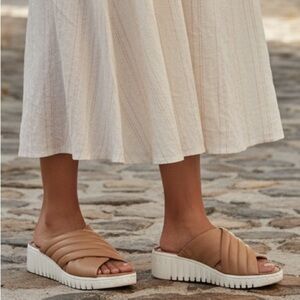 Women's Nude Leather Slide Sandal’s
